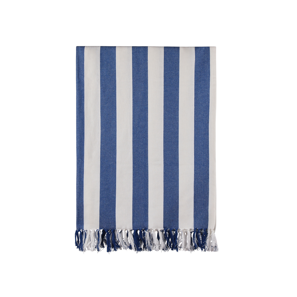 Serviette hammam en coton et polyester recyclés certifiés Vinga Ornos 200 g_Bleu