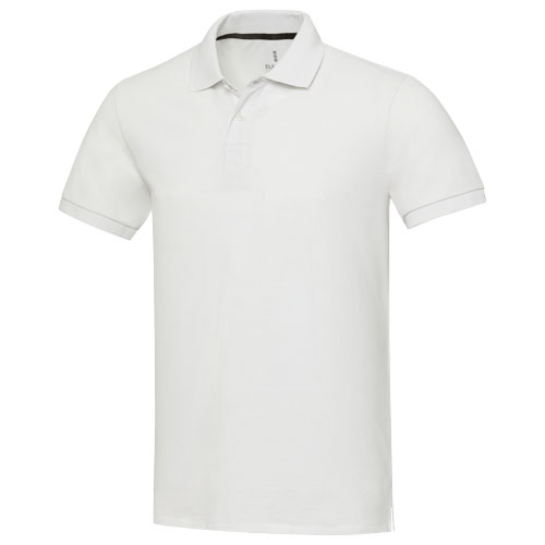 Polo unisexe en coton et polyester recyclés certifiés Emerald_Blanc