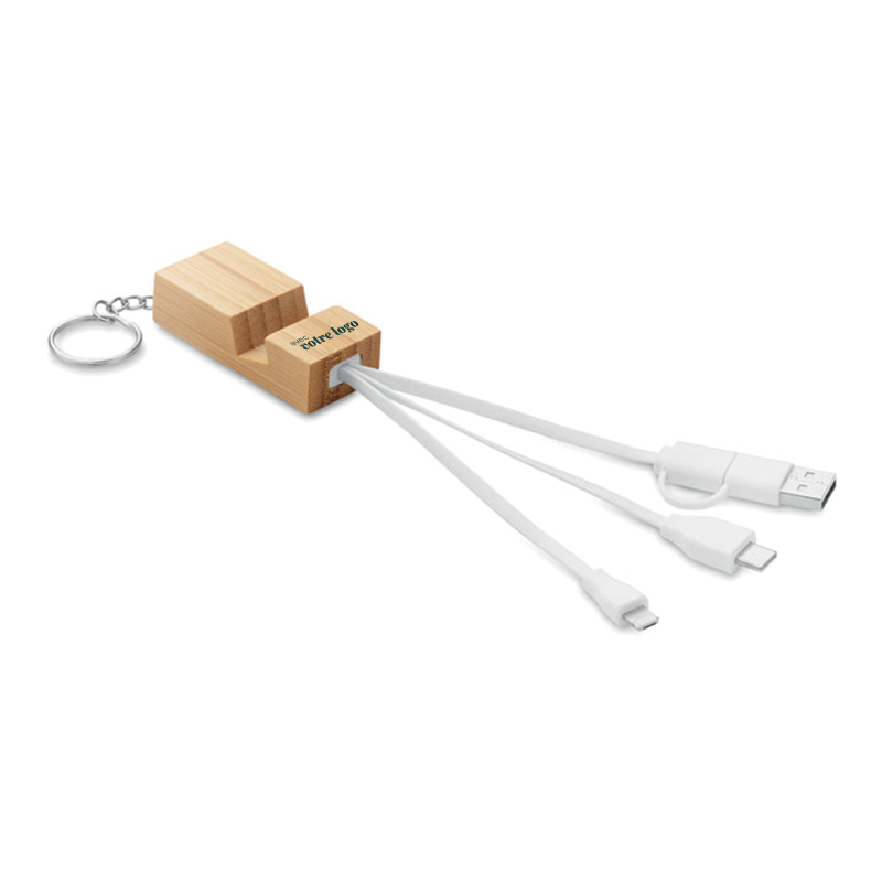 Câble de charge avec support de téléphone en bambou Clauerc_04