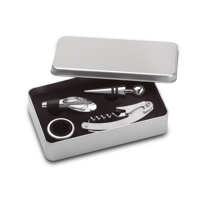 Set de 4 accessoires à vin Winory_Argent mat