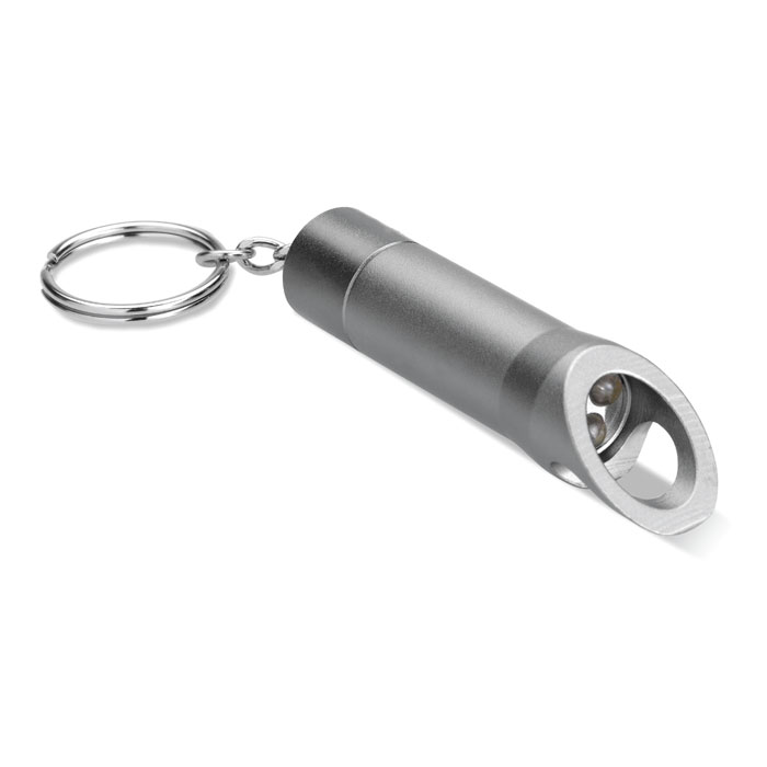 Porte-clés décapsuleur & lampe torche Litop_Gris pierre