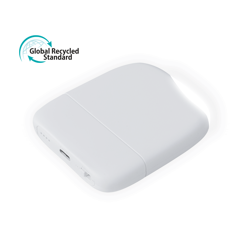 Batterie externe avec lampe en plastique recyclé certifié Ice-P_Blanc