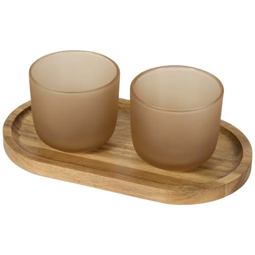 Plateau de service publicitaire en bois avec 2 tasses en verre Male_01
