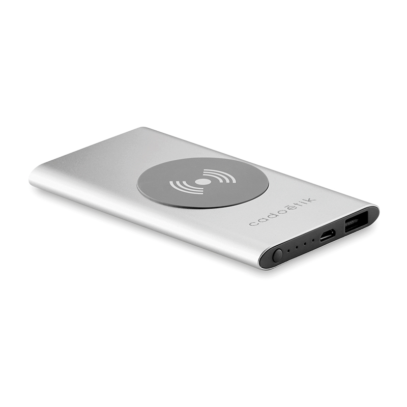 Cadeau entreprise - Powerbank sans fil publicitaire Wireless noir