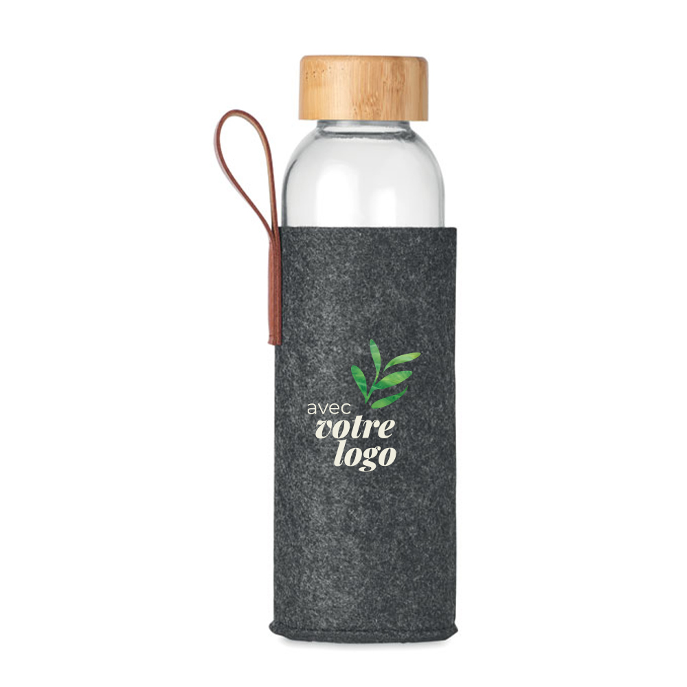 Bouteille en verre, bambou et feutre recyclé rPET Thai 500 mL_02