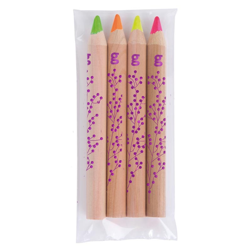 4 crayons surligneur fluo en bois 8,7 cm Prestige Naturel_02