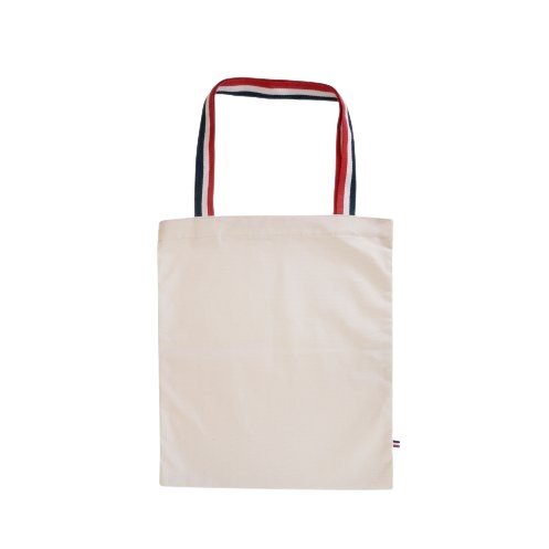 Tote bag en coton bio et anses tricolores Java-Marie 280 g_Naturel