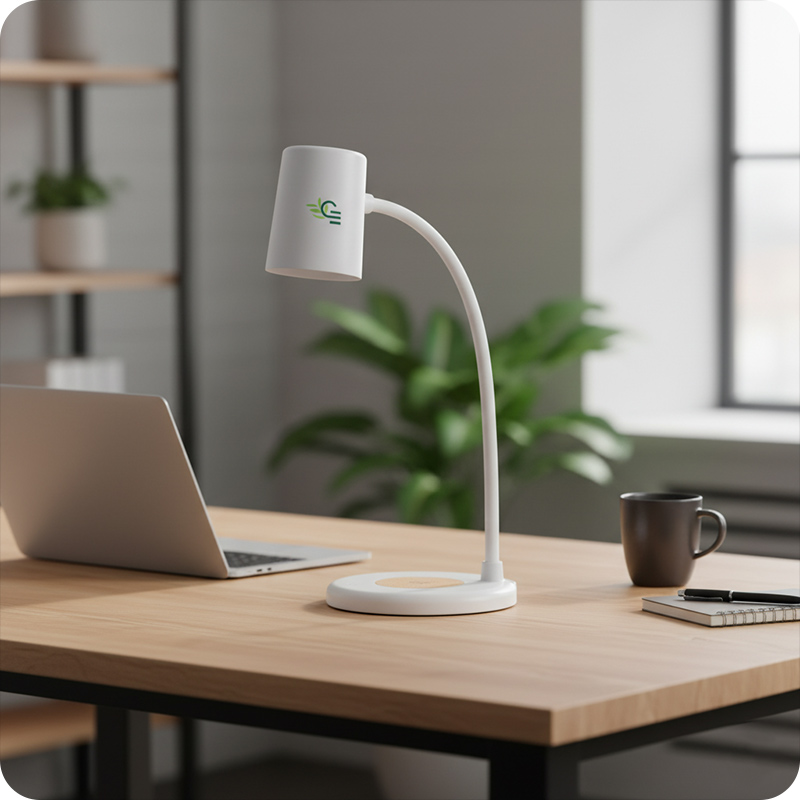 Lampe de bureau et induction en liège et plastique recyclé Zenara 15 W_00