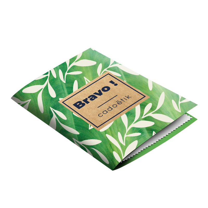 Carte de vœux entreprise originale - Carte avec lingette microfibre en rPET Dioptry_1