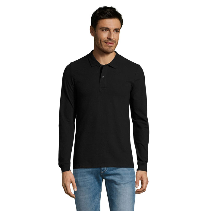 Polo homme en coton certifié Perfect 180 g_Noir