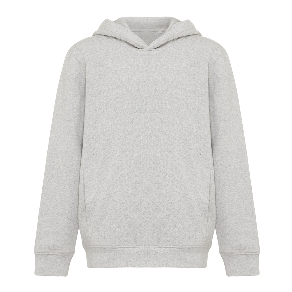 Sweat enfant à capuche en coton bio et recyclé certifiés Iqoniq Yengo 280 g_Light heather grey