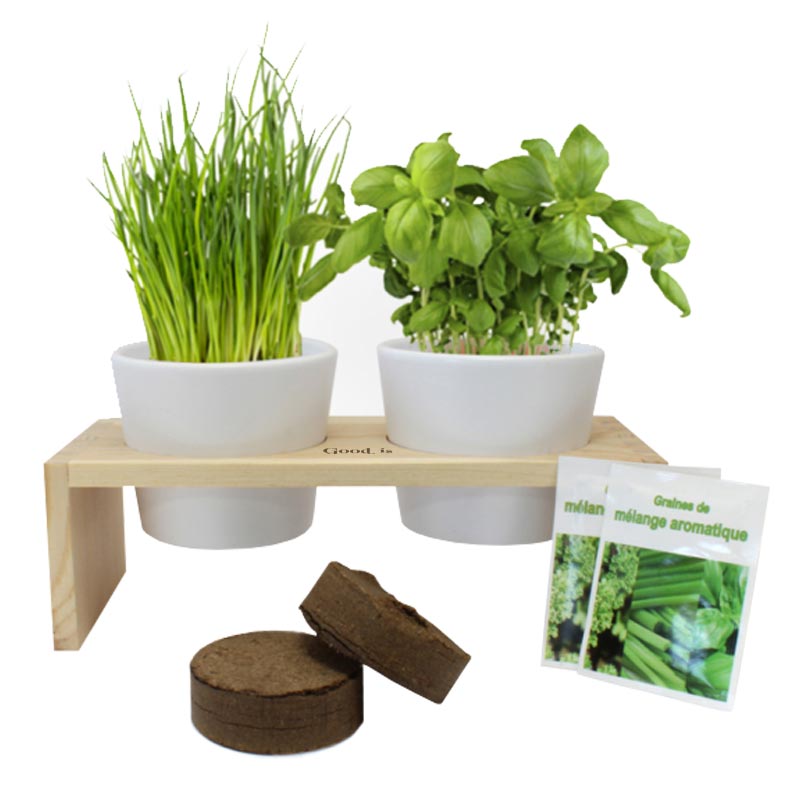 Plateau en bois avec 2 kits de plantation aromatiques_02