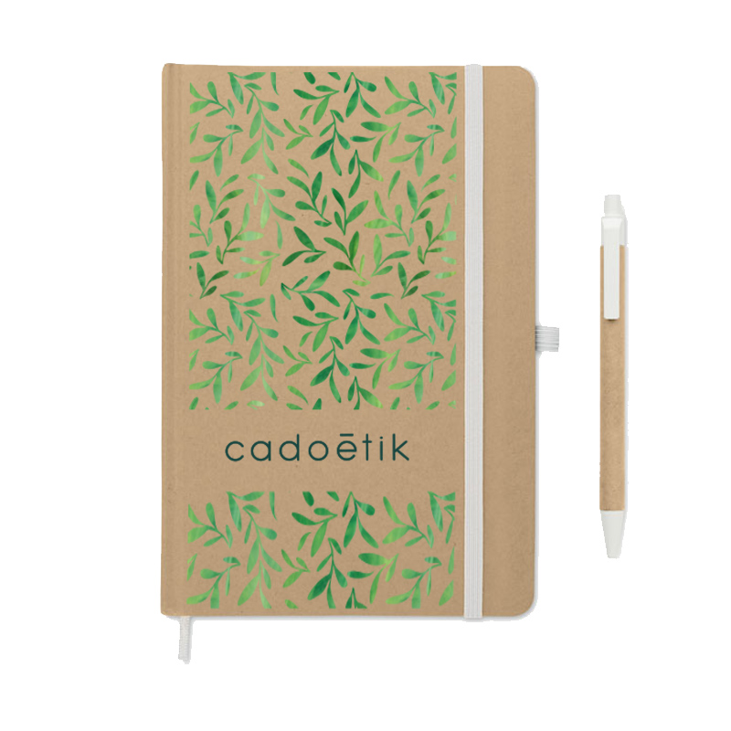 Carnet A5 et stylo en carton recyclé Caratil_1