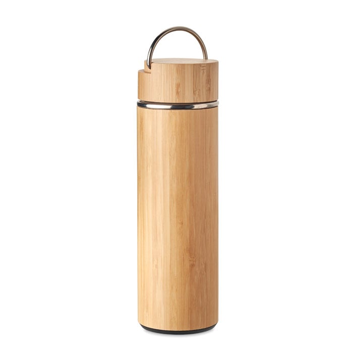 Bouteille infuseur isotherme en inox et bambou Tampere 400 mL_Bois