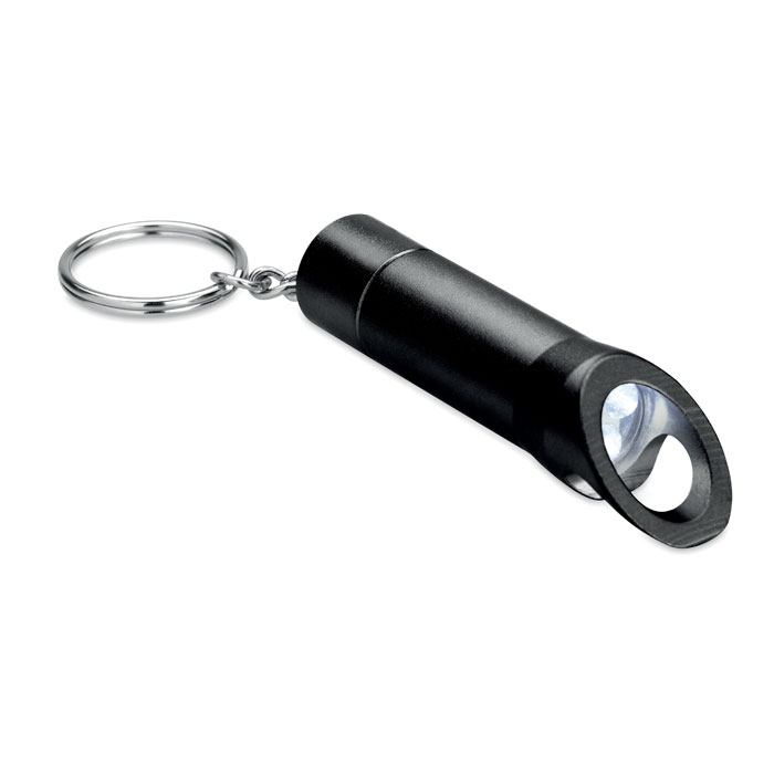 Porte-clés décapsuleur & lampe torche Litop_Noir