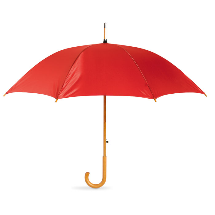 Parapluie droit avec poignée en bois Cumuli_Rouge