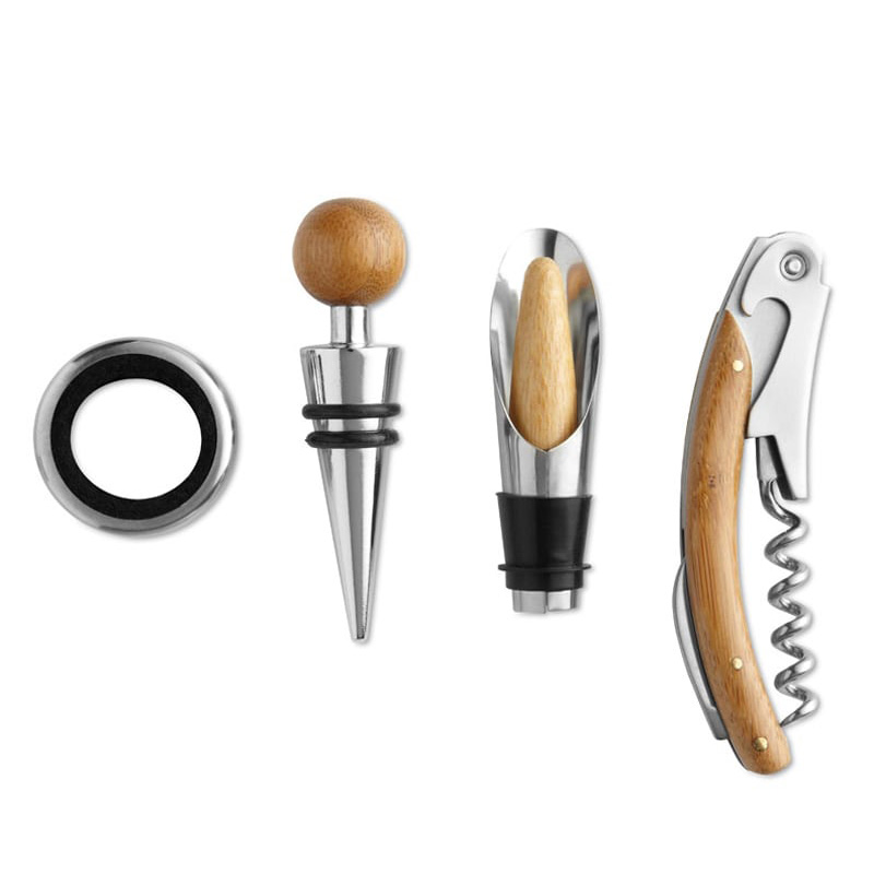 Coffret à vin en bambou avec 4 accessoires Tardor_02