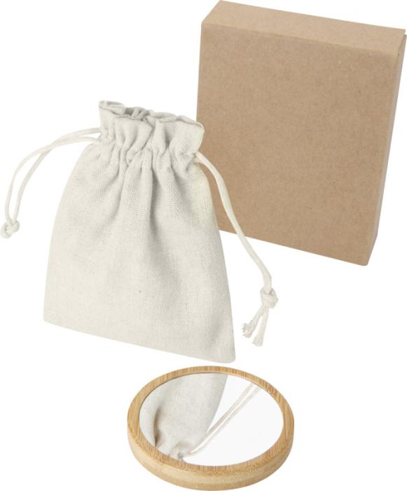 Miroir en bambou certifié et pochette en coton Lustre_01