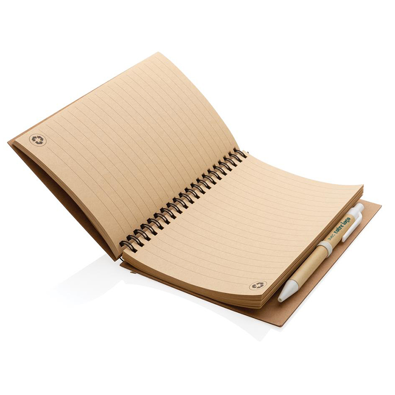 Carnet à spirales B6 avec stylo en liège et kraft Sughero_03