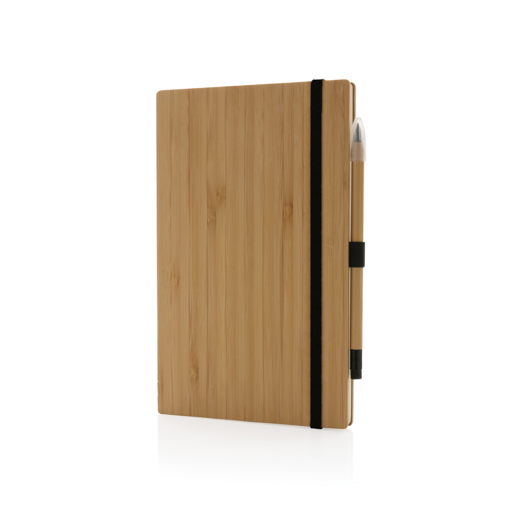 Carnet A5 avec stylo en bambou certifié Okayama_Marron