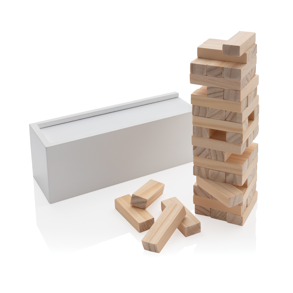 Jeu d'empilage de blocs de bois certifié Babel_Blanc