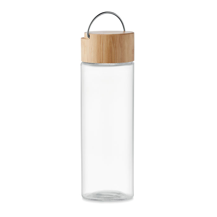 Bouteille en verre et bambou Ameland 500 mL_Transparent