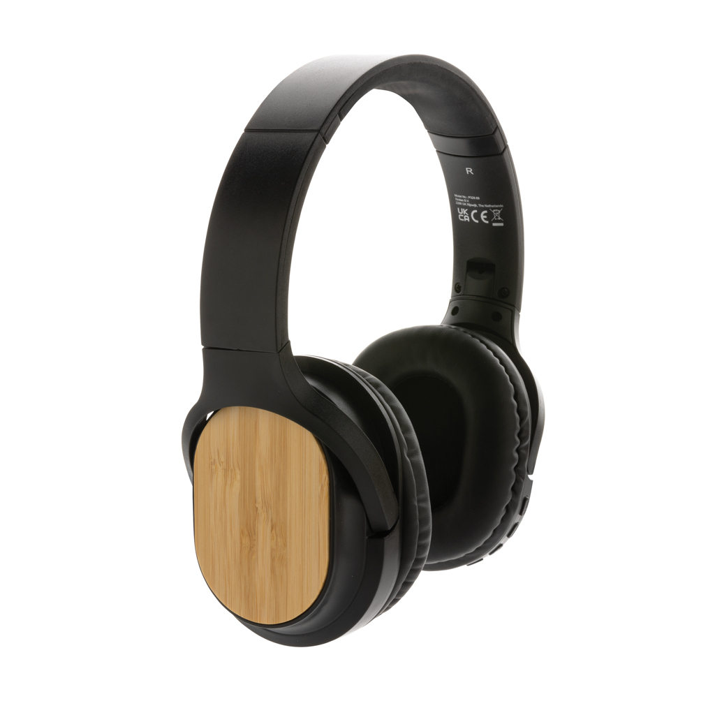Casque audio pliable en plastique recyclé et bambou certifiés Elite_Noir