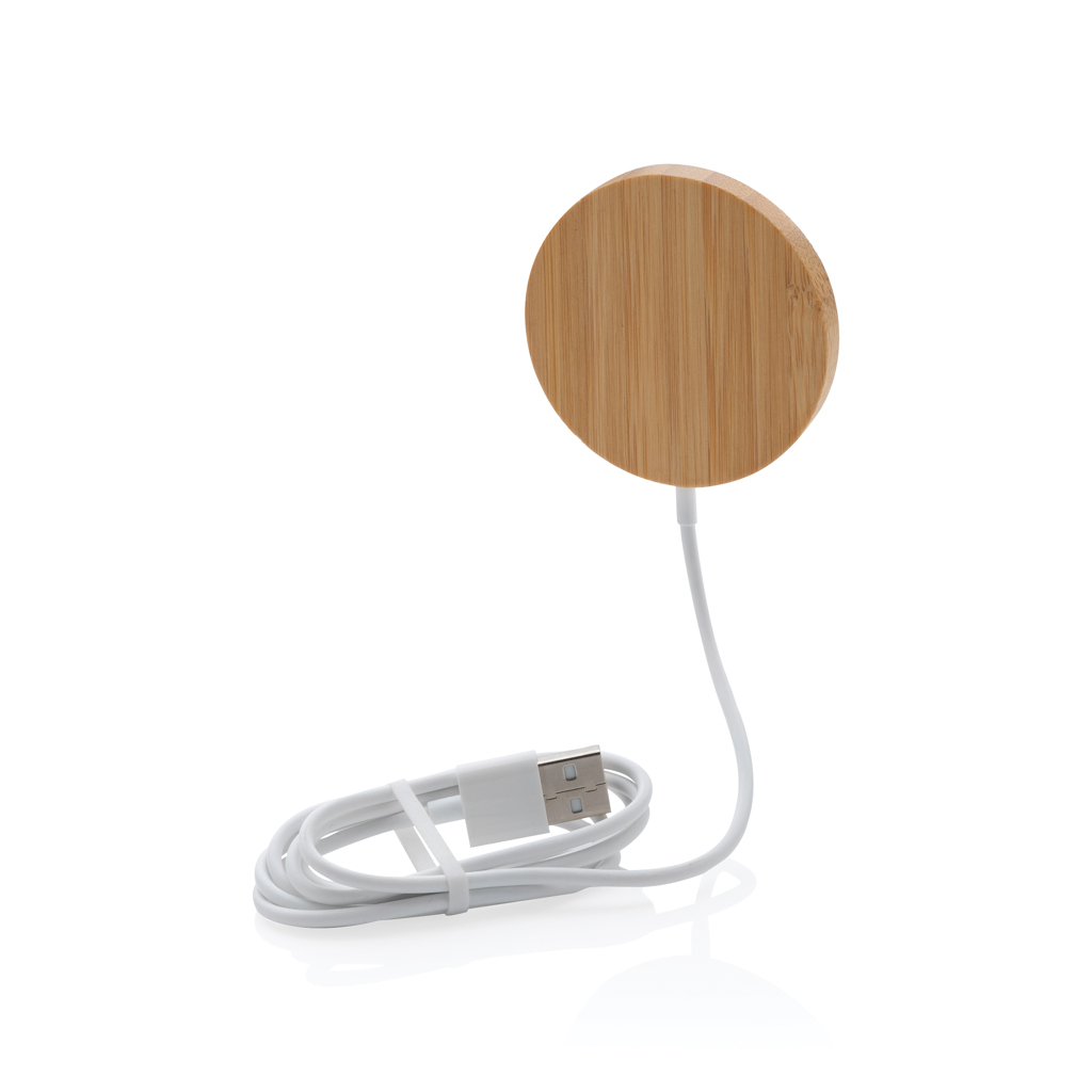 Chargeur magnétique à induction en bambou 10W_Marron
