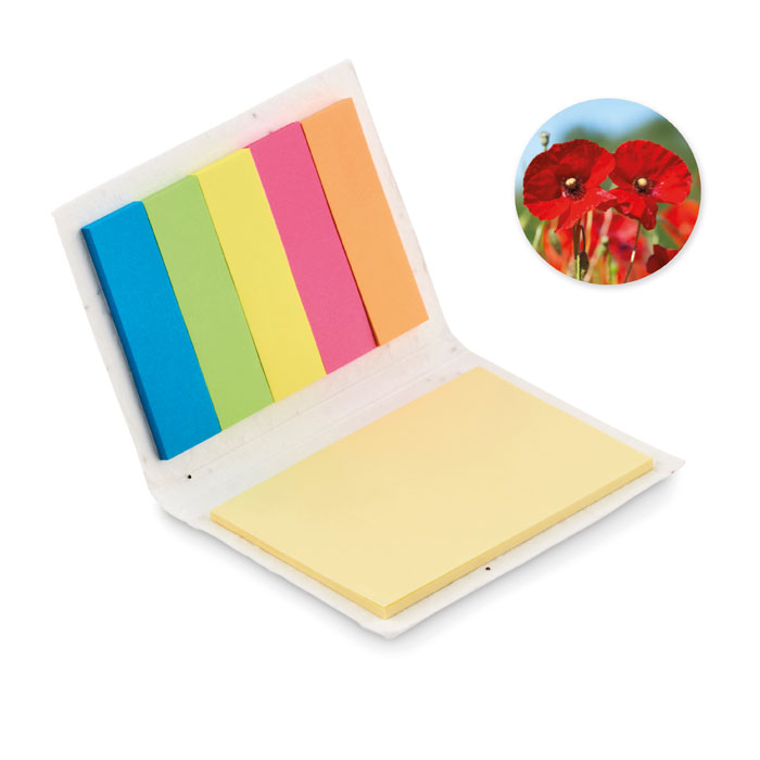 Post it avec rabat en papier ensemencé Vison Seed_Blanc