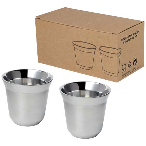 Set de 2 tasses à expresso en inox recyclé certifié Duo 80 mL_Argent
