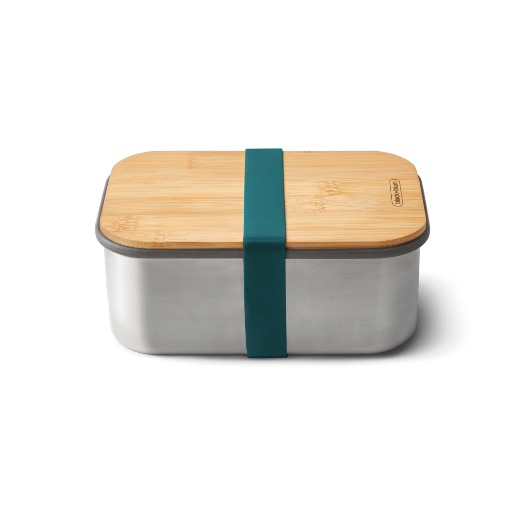 Lunch box publicitaire en inox et bambou Black+Blum 1250 mL_Turquoise