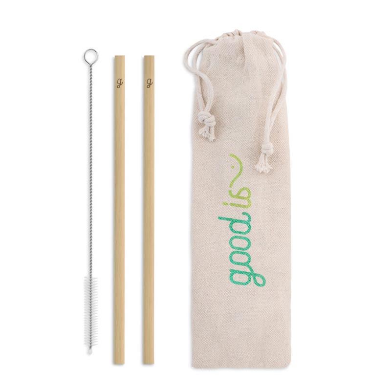 Pailles publicitaire réutilisables en bambou Straw - Goodies zéro déchet