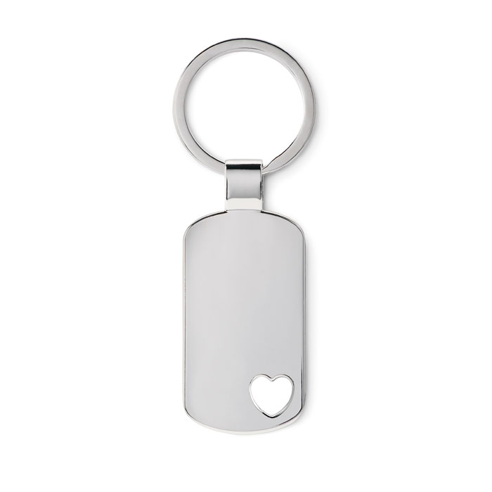 Porte-clés en métal cœur Corazon_Argent mat
