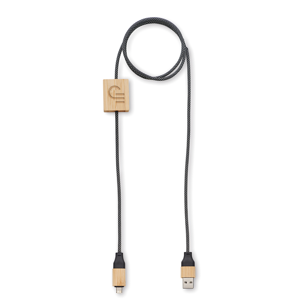 Câble de charge en polyester recyclé rPET et bambou Caboo 60 W_01