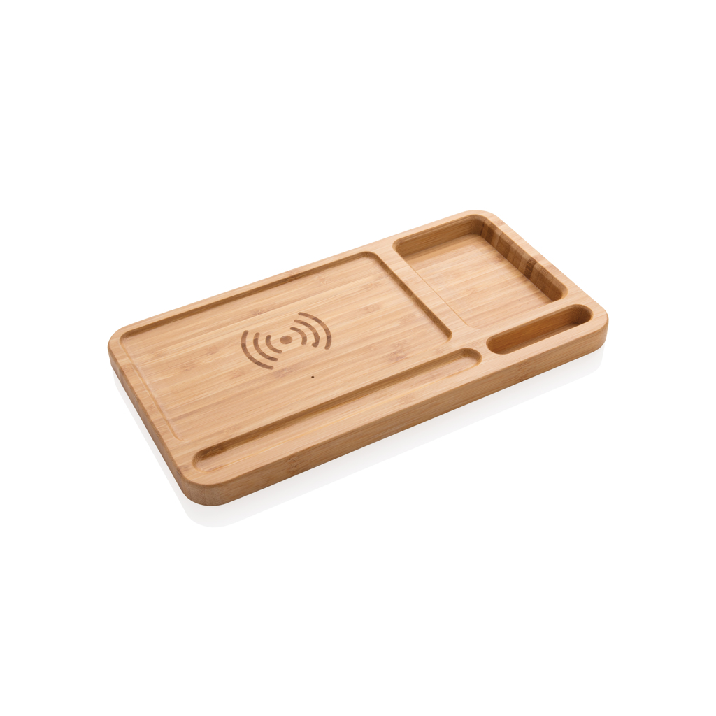 Organisateur en bambou avec chargeur à induction 5W Woodly_Marron