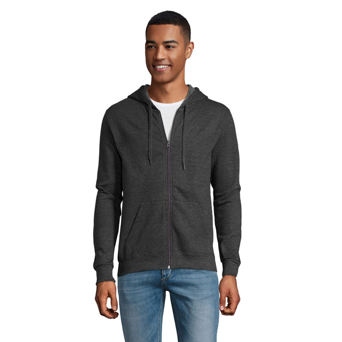 Sweat zippé à capuche unisexe en coton et polyester certifiés Stone 260 g_Anthracite chiné
