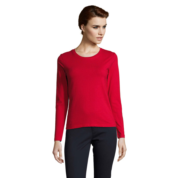 T-shirt publicitaire femme manche longues en coton certifié Imperial 190 g_Rouge
