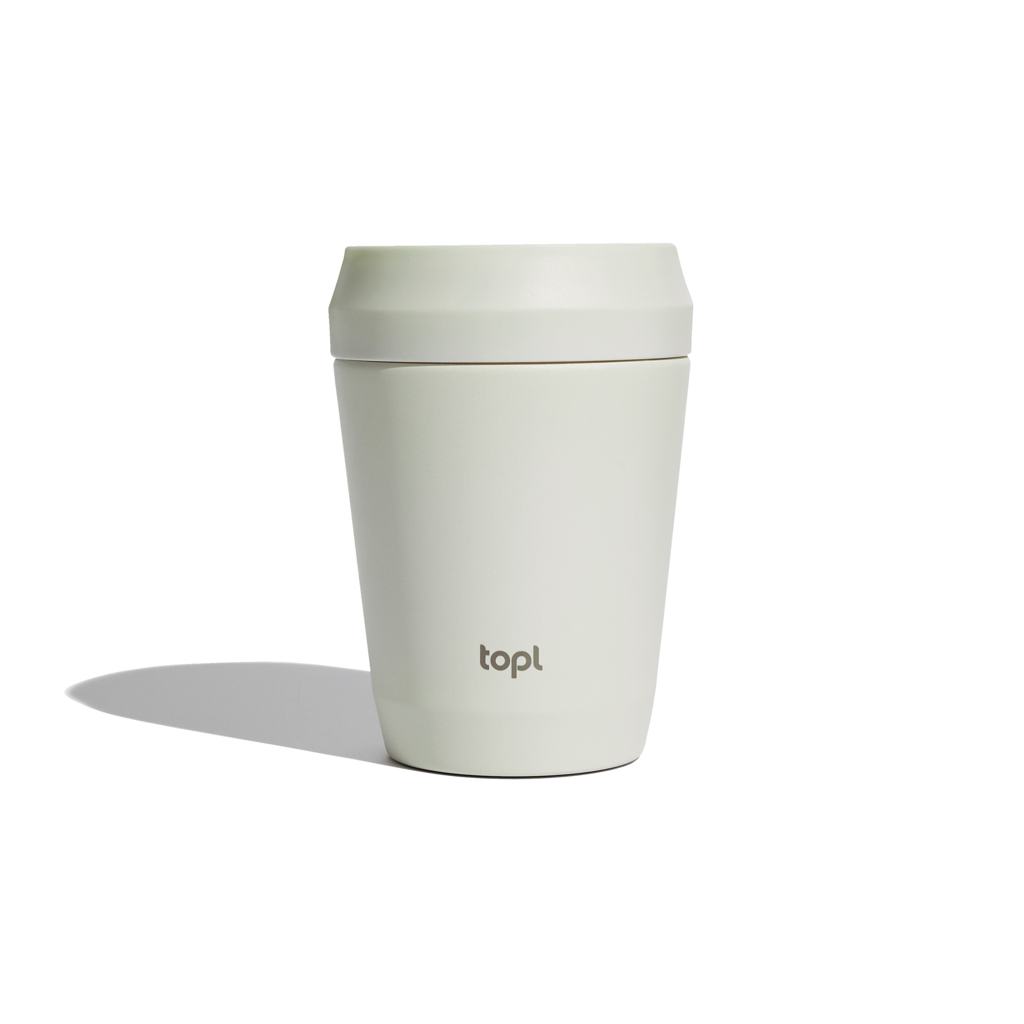 Mug isotherme en inox et plastique recyclés certifiés Topl 235 mL_Blanc