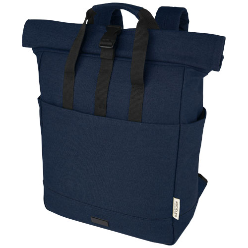 Sac à dos ordinateur 15" rolltop en toile recyclée et certifiée Joey 15 L_Marine