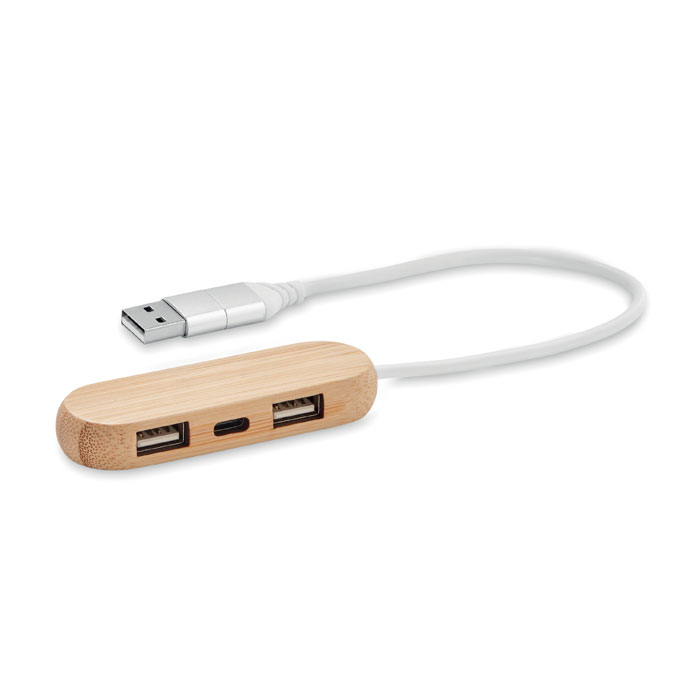 Hub 3 ports USB en bambou Vina C_Bois