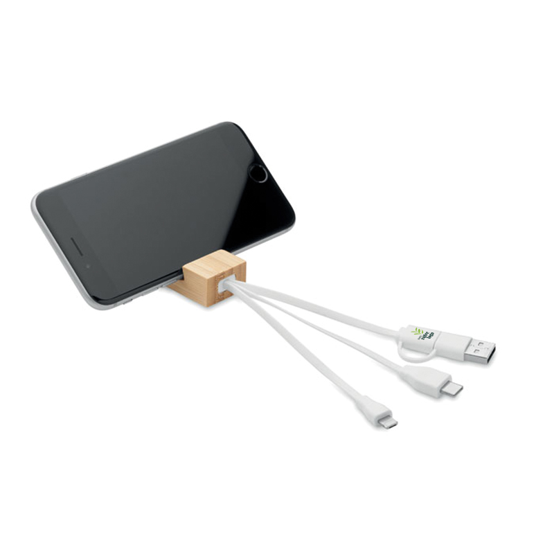 Câble de charge avec support de téléphone en bambou Clauerc_02