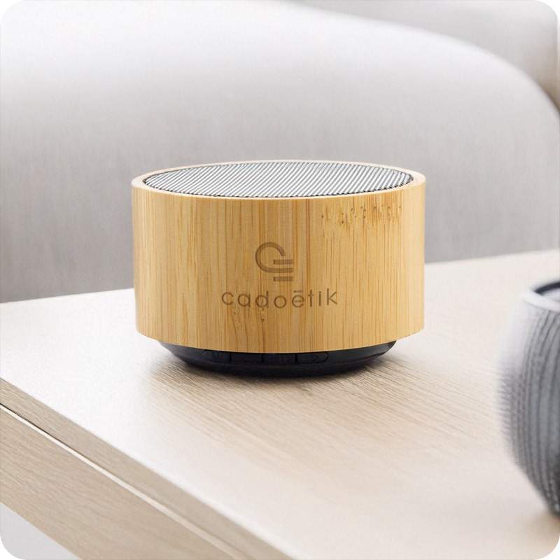 Enceinte nomade publicitaire en bambou et plastique recyclé Lumiwood 3W_06