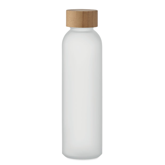 Bouteille en verre et bambou Abe 500 mL_Blanc transparent