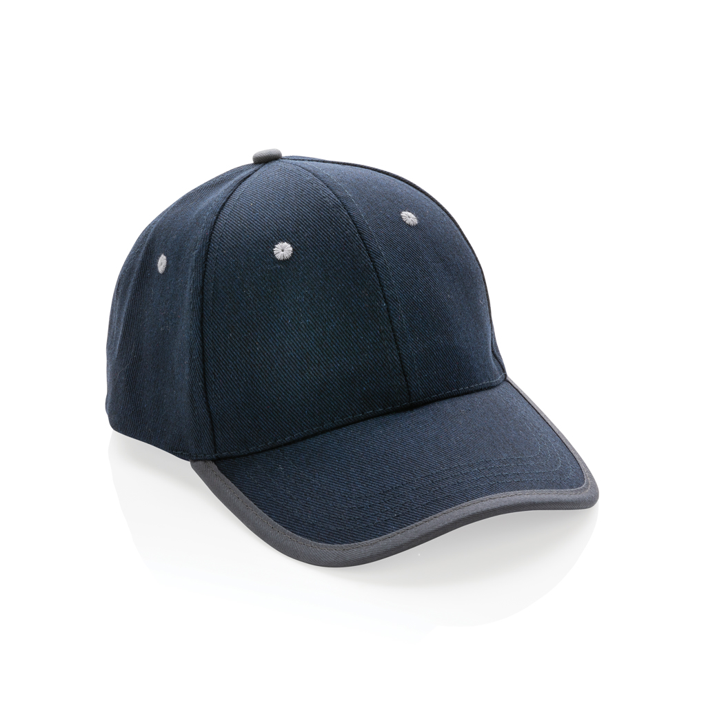 Casquette contrastée 6 panneaux en coton recyclé Impact_Bleu marine