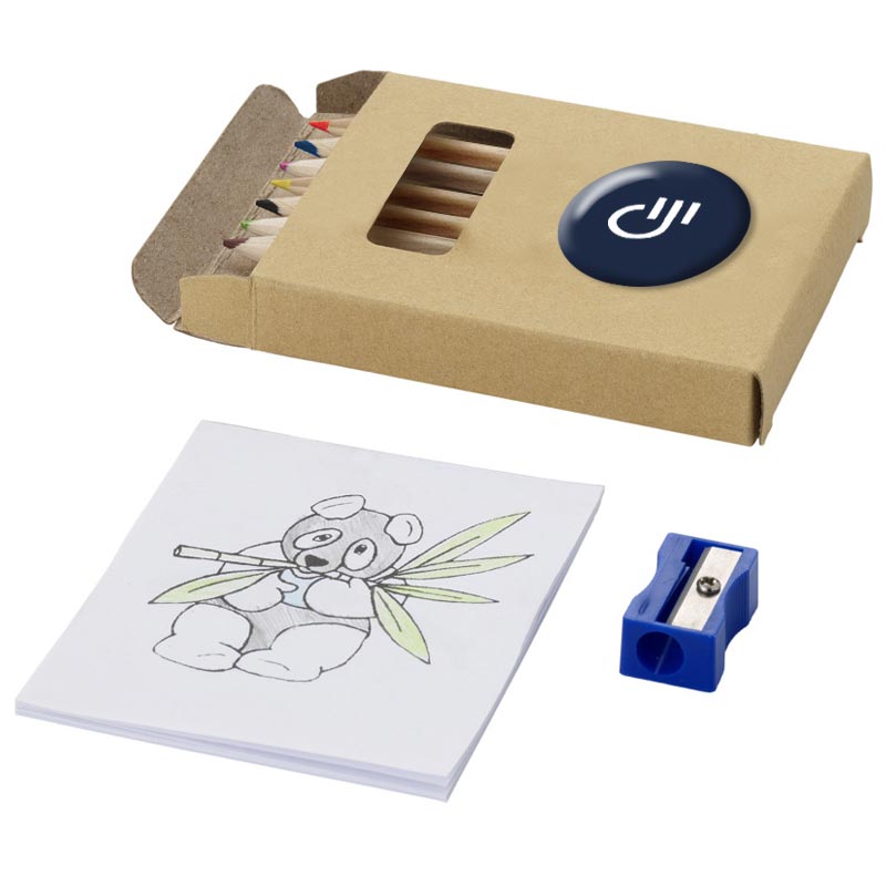 Set coloriage et crayons 8 pièces avec étui personnalisable