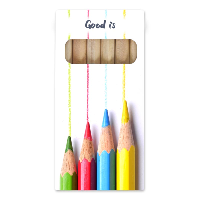 Étui de 6 crayons de couleur publicitaires Eco 8,7 cm