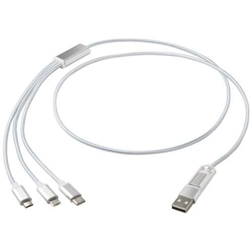 Câble de charge 5-en-1 en alu recyclé Versatile _Argent