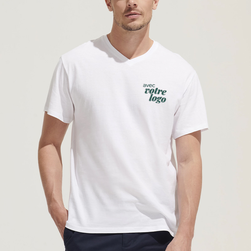 T-shirt publicitaire homme col V en coton certifié Victory 150 g_00