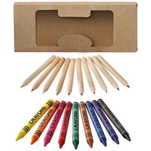 Etui 10 crayons de couleur et 9 crayons gras Fusi_Naturel