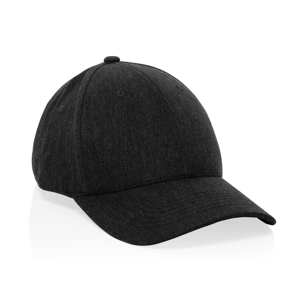 Casquette 6 panneaux en coton et polyester recyclés Milo 200 g_Noir